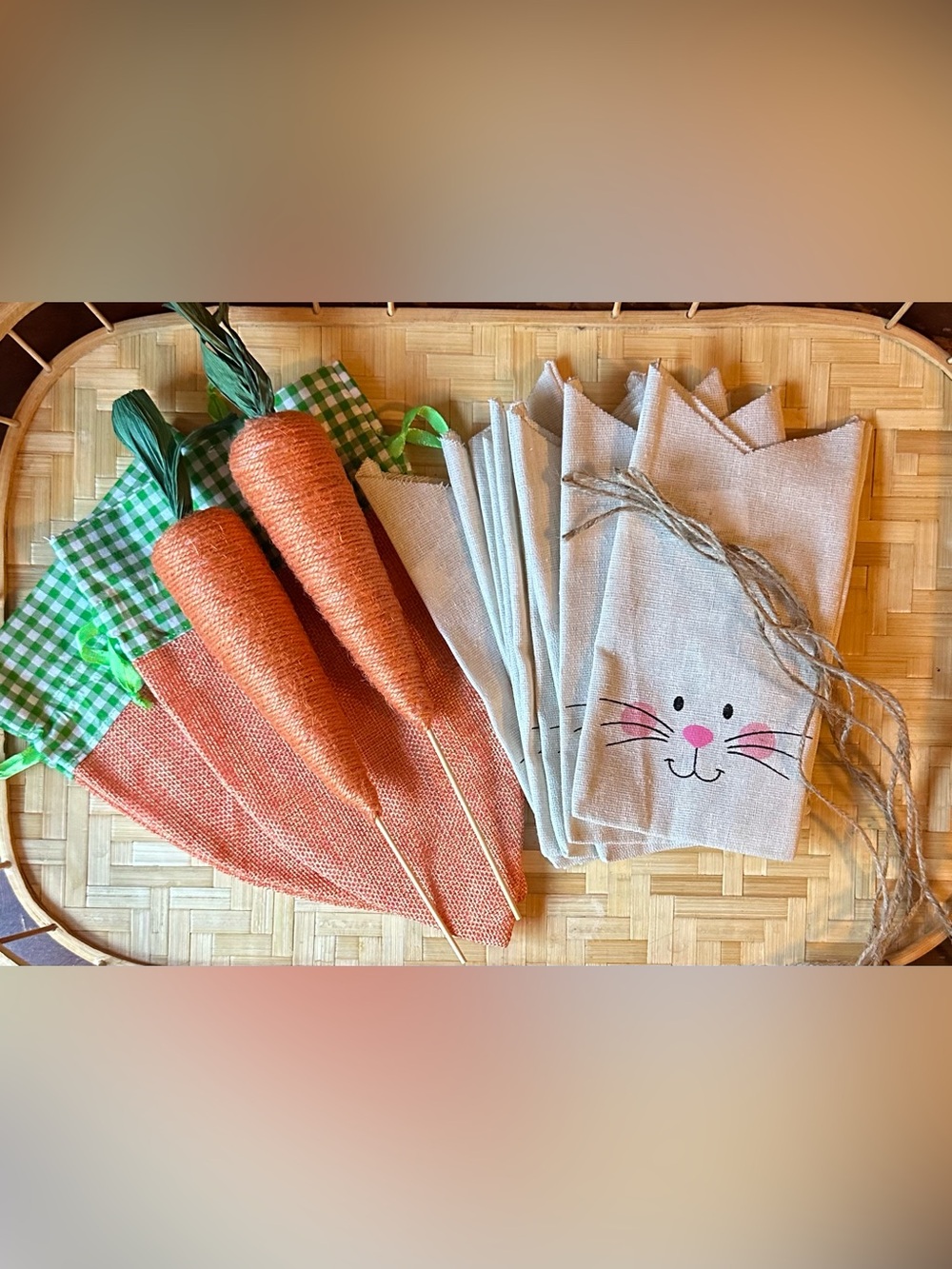 Easter • Spring • burlap drawstring bags • Set of carrots • brand new